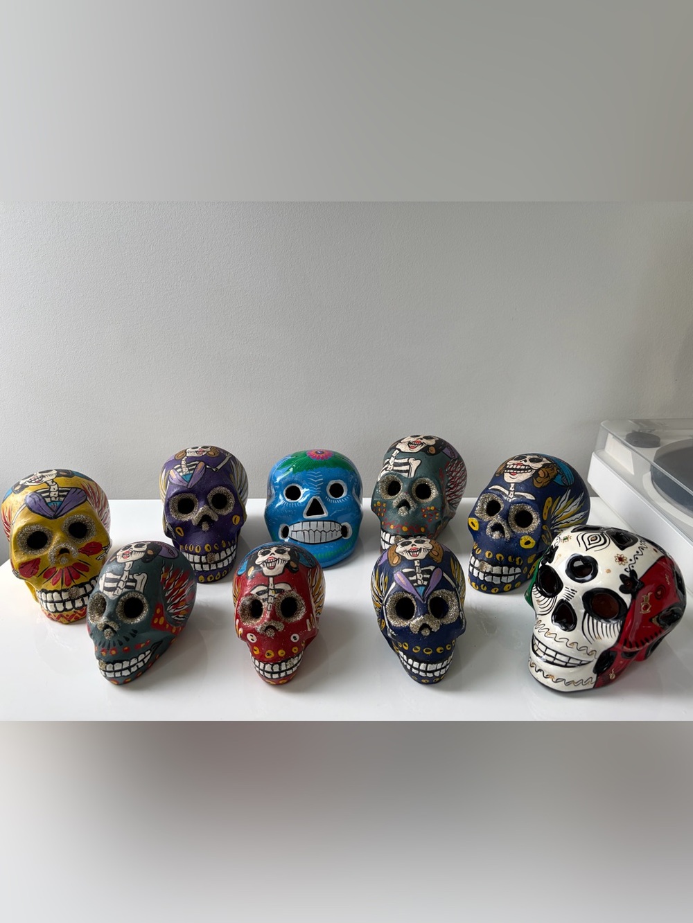 9 clay authentic Mexican 🇲🇽 Day of the Dead skulls 💀